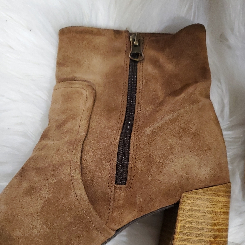Pure Navy Chic Tan Suede Heeled Boots - Picture 5 of 15